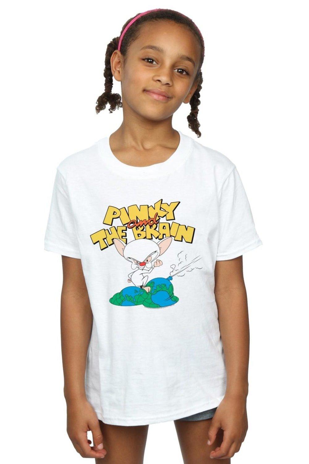 Хлопковая футболка The Brain World Domination Animaniacs, белый