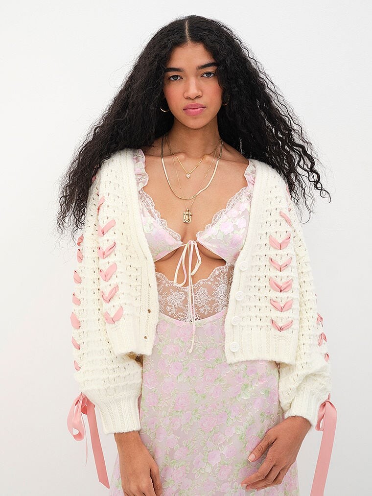 

Кардиган For Love & Lemons Laurel, белый/розовый
