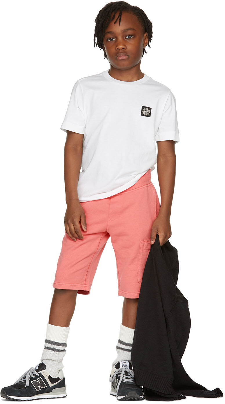 

Детская белая футболка с логотипом Stone Island Junior