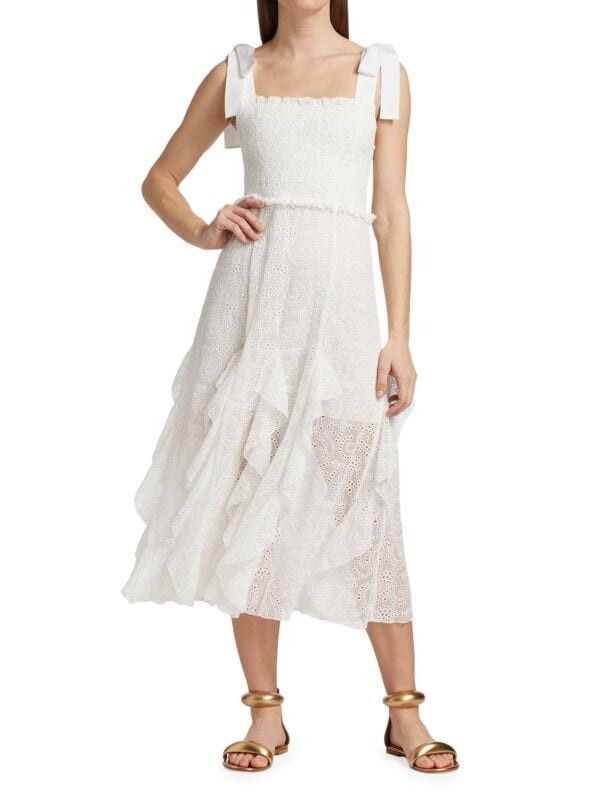 

Платье Хлопковое Alice + Olivia Jocelyn с люверсами, off white