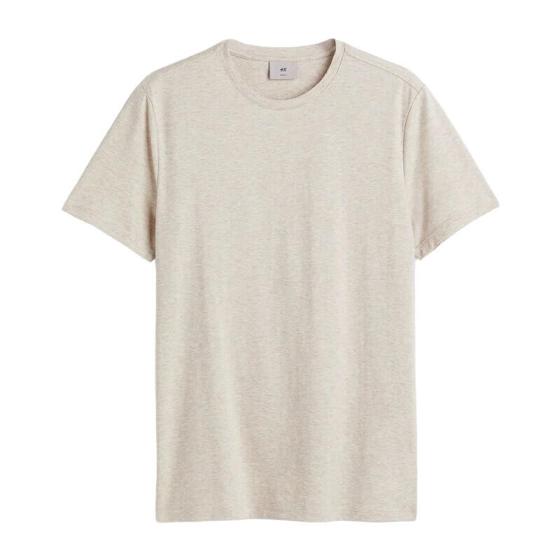 

Приталенная футболка H&M Fit Pima Cotton, бежевый меланж