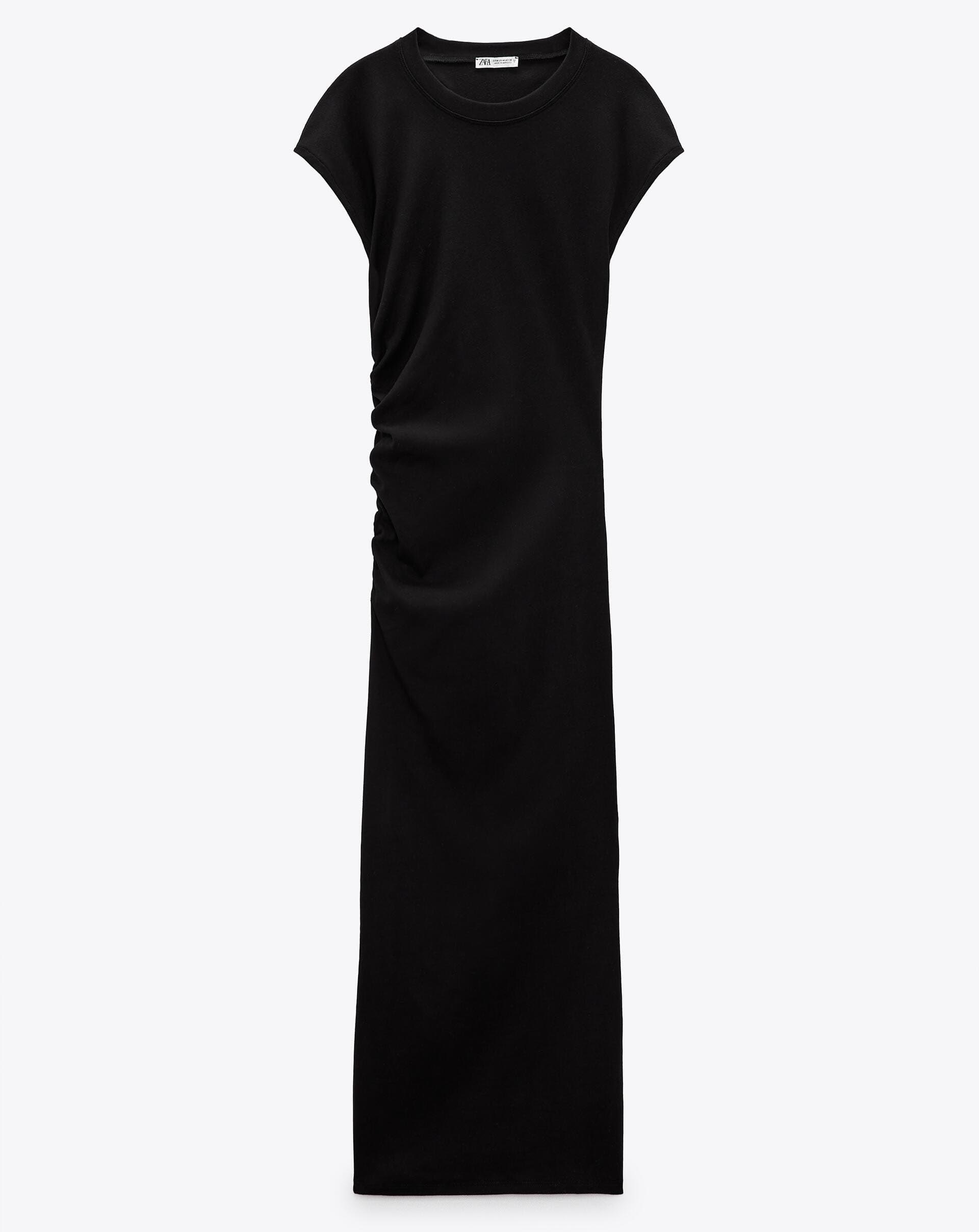 Платье Zara With Side Gathering, черный блуза zara with side vents зеленый