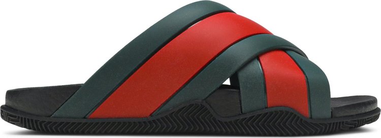 Сандалии Gucci Rubber Slide Green Red, зеленый - фото