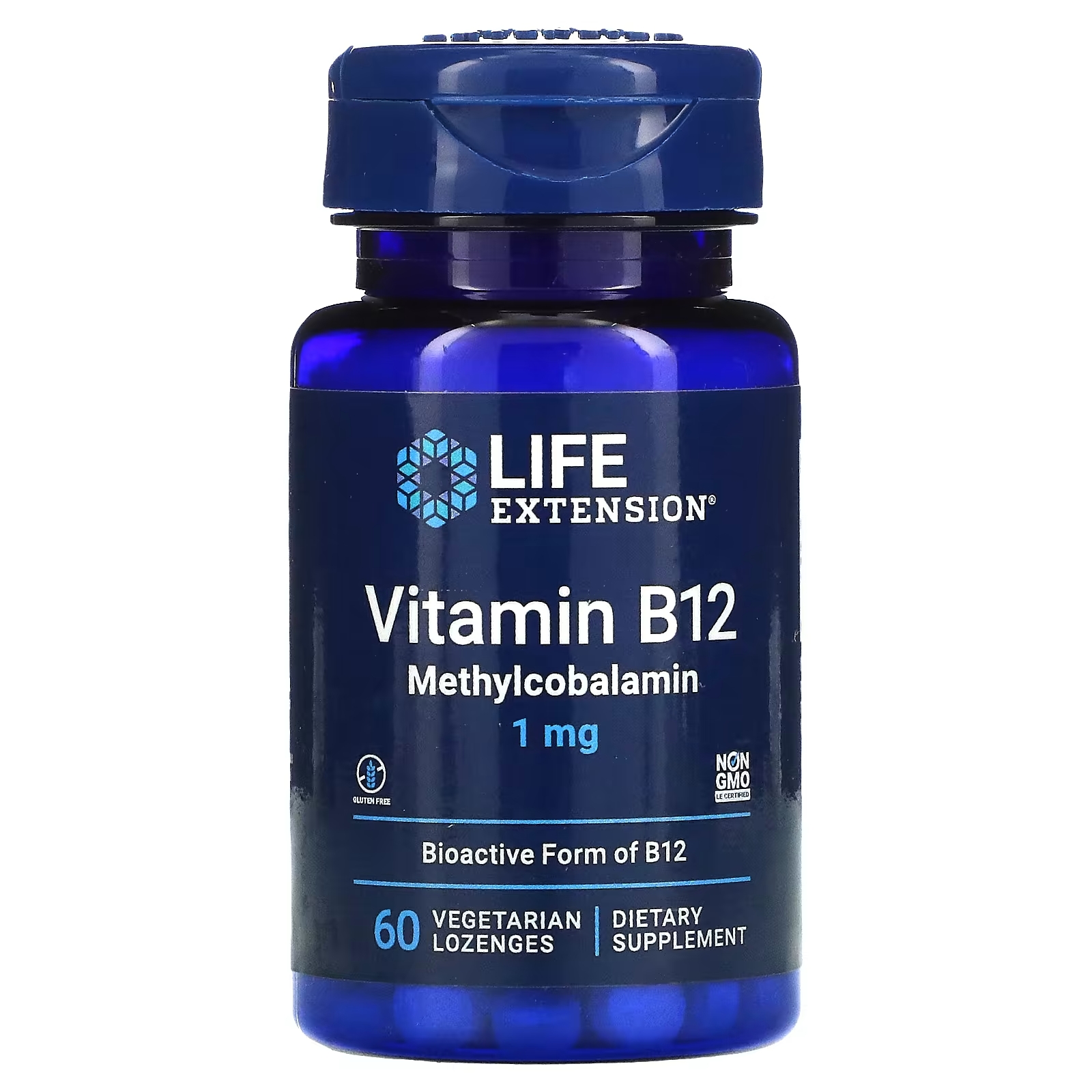 Life Extension витамин B12 метилкобаламин 1 мг, 60 вегетарианских пастилок life extension b12 elite 60 вегетарианских леденцов