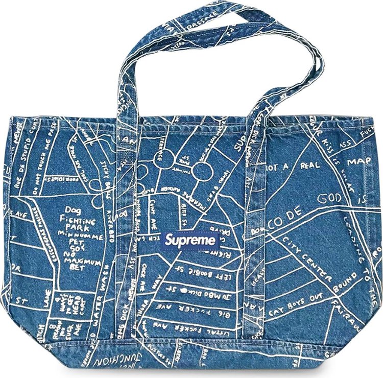 

Сумка Supreme Gonz Map Denim Tote Blue, синий