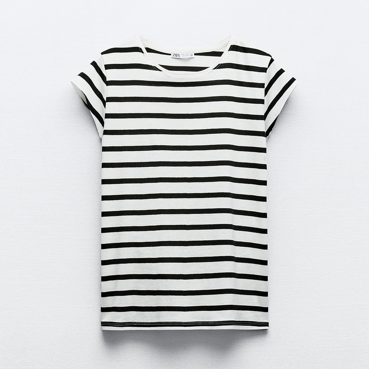 Футболка Zara Short Sleeve Cotton, черный/белый футболка zara short sleeve черный