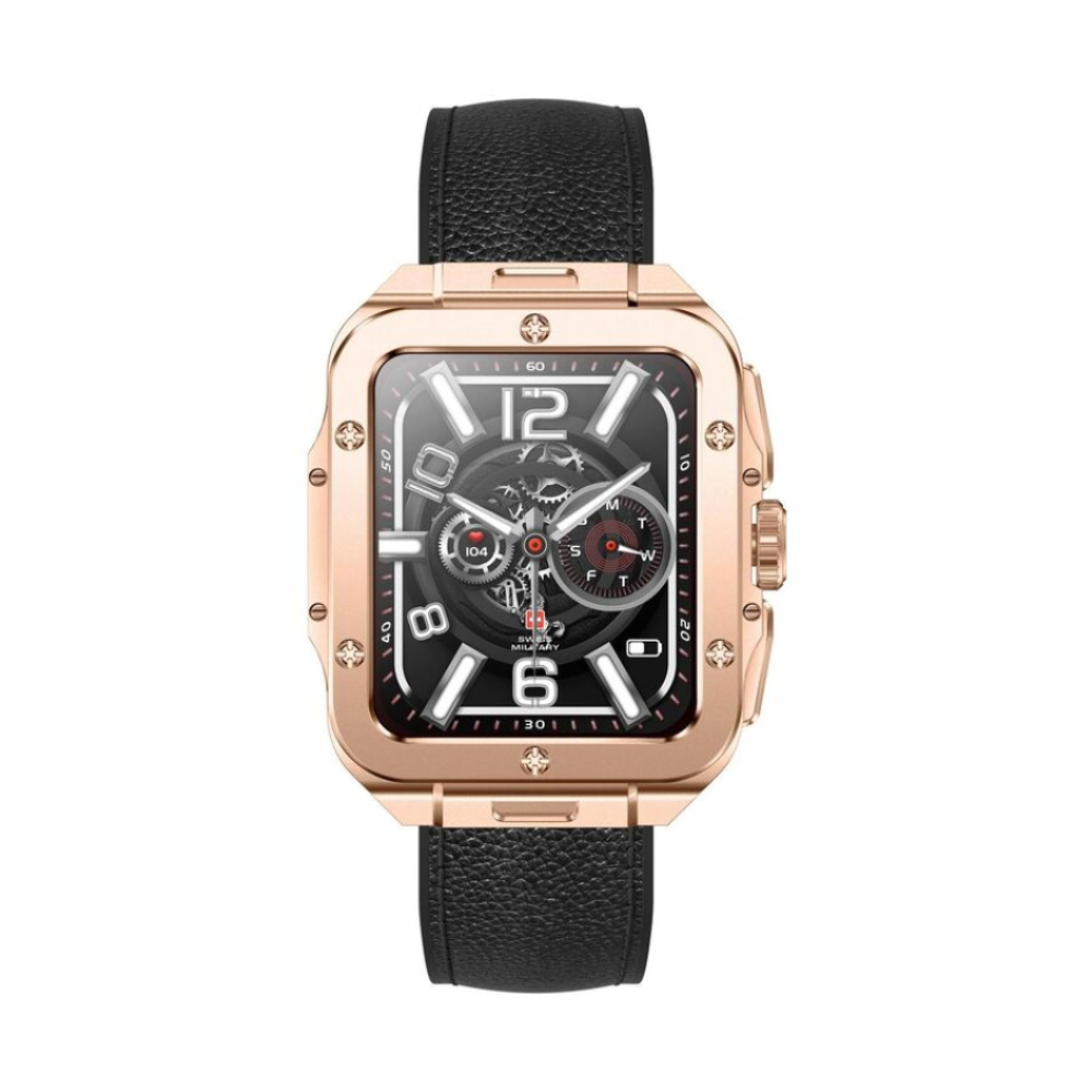 Умные часы Swiss Military Alps 2, (SM-Alps2-RGFrame-BKLeatherSt), 1.85, Bluetooth, розовое золото/черный умные часы swiss military dom 2 sm wch dom2 s ygblk 1 39 bluetooth золотой черный