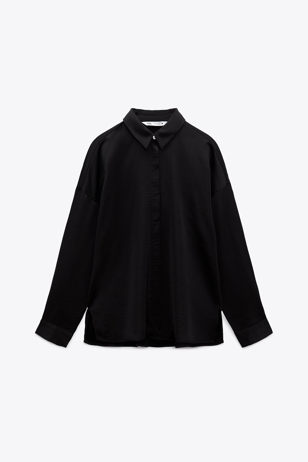 

Рубашка Zara Satiny Drop Shoulder, черный