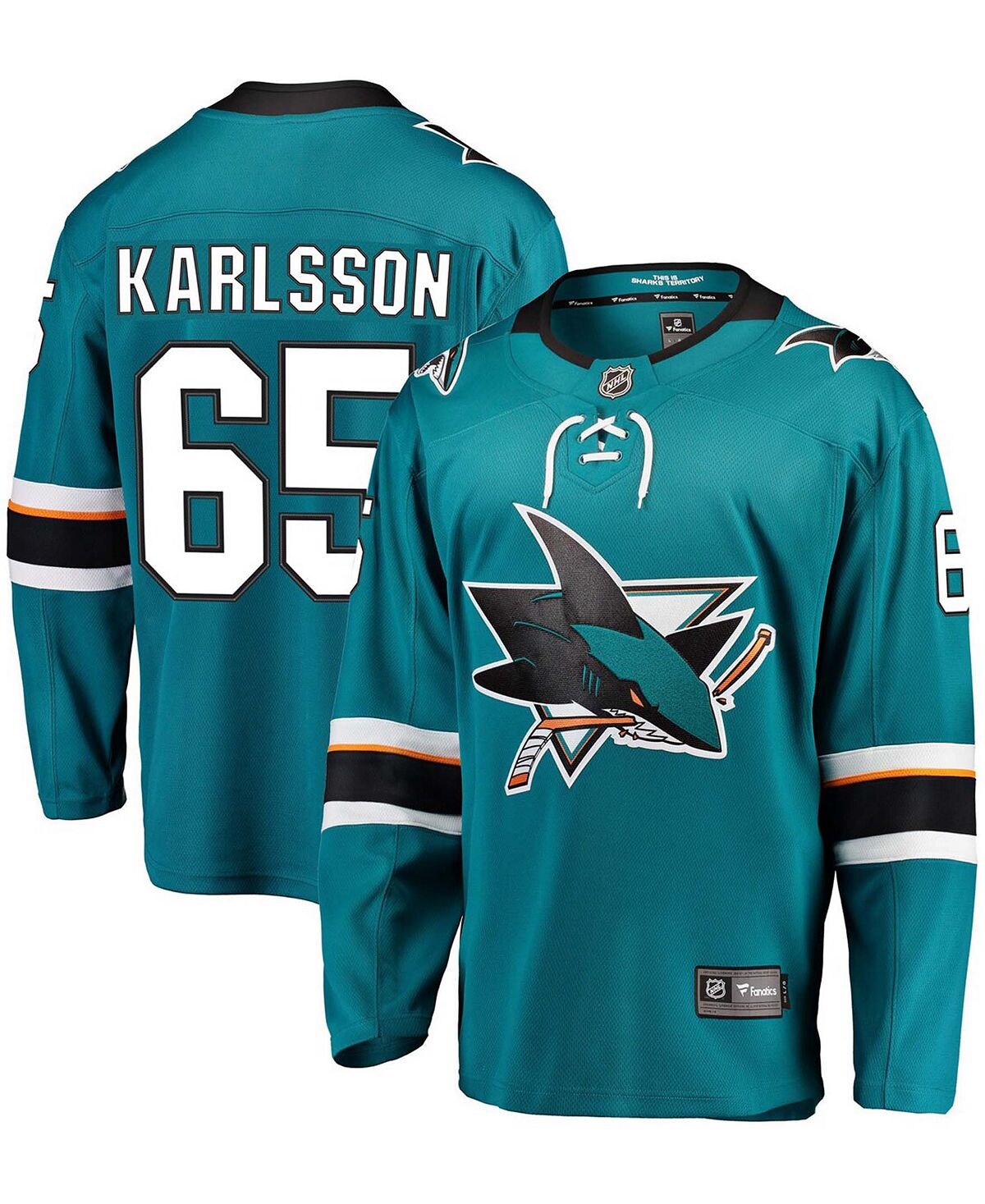 

Мужская футболка erik karlsson teal san jose sharks home premier breakaway player Fanatics, бирюзовый