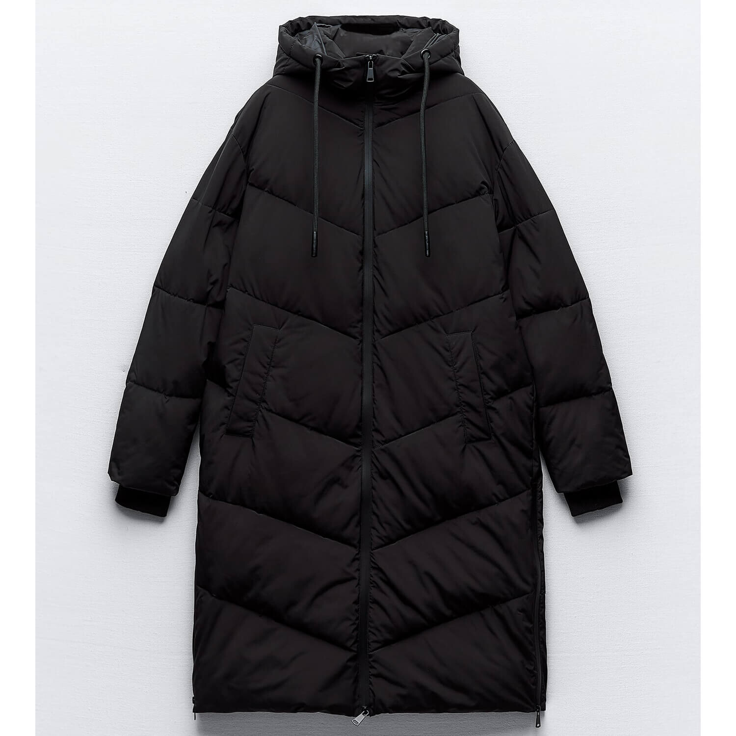 

Пуховик Zara Semi-Long, черный