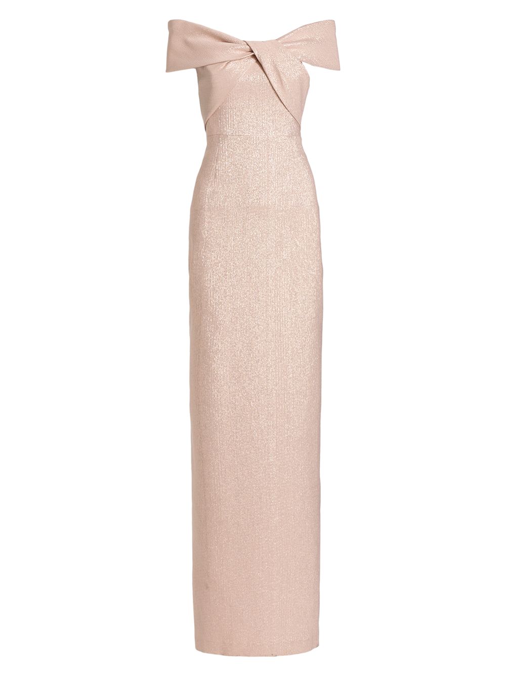 Металлическое платье с открытыми плечами Teri Jon by Rickie Freeman, розовый