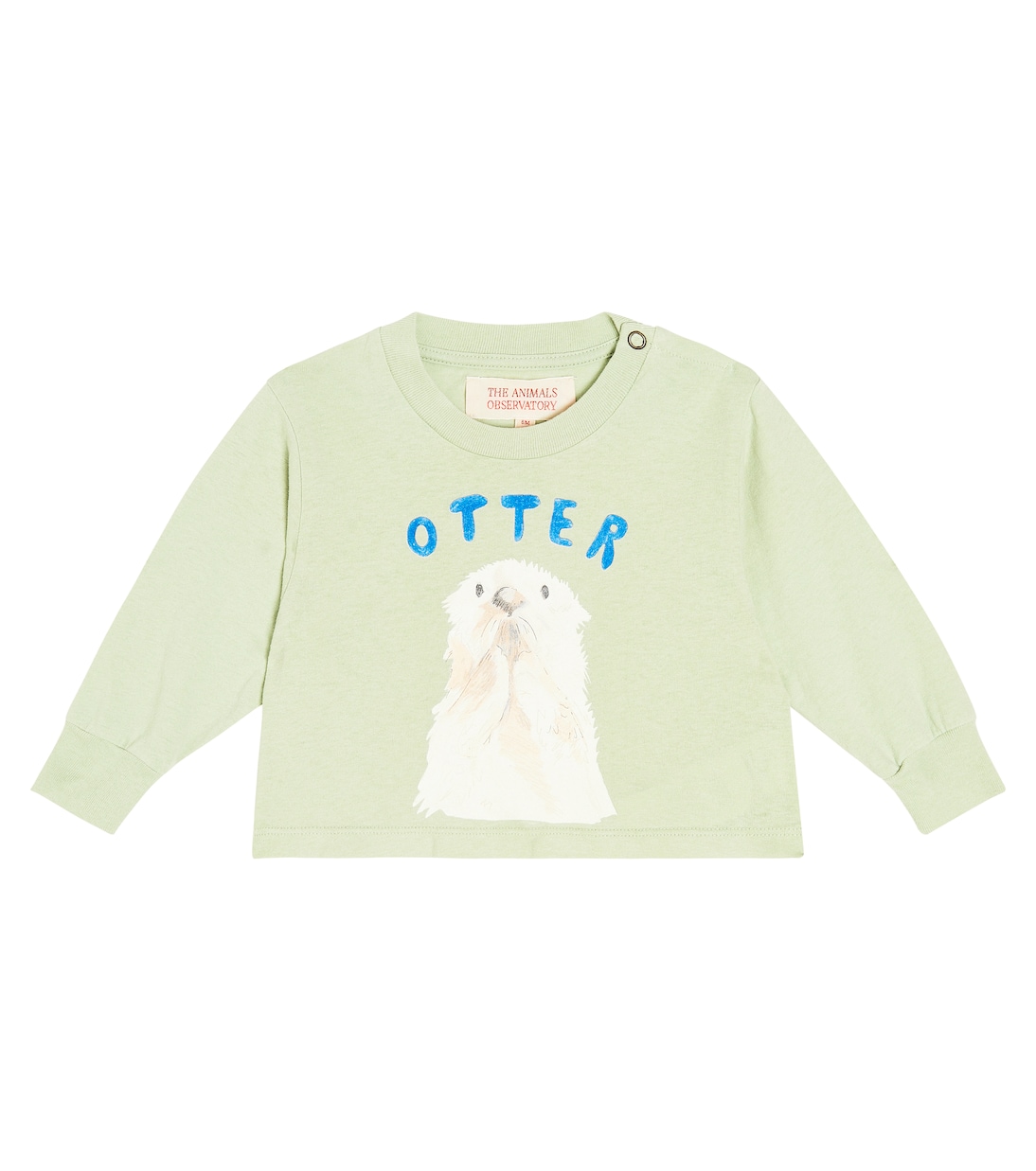 Хлопковая футболка с принтом «детская выдра» The Animals Observatory, зеленый детская бежевая футболка с петухом the animals observatory