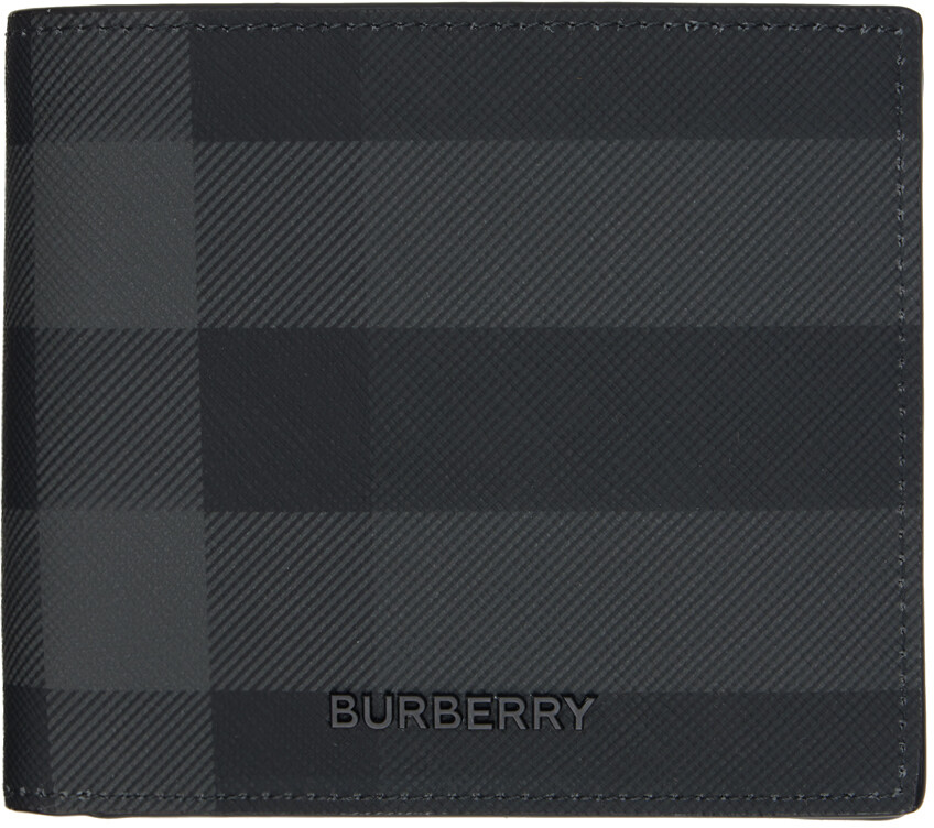 

Черный и серый кошелек для монет в клетку двойного сложения Burberry