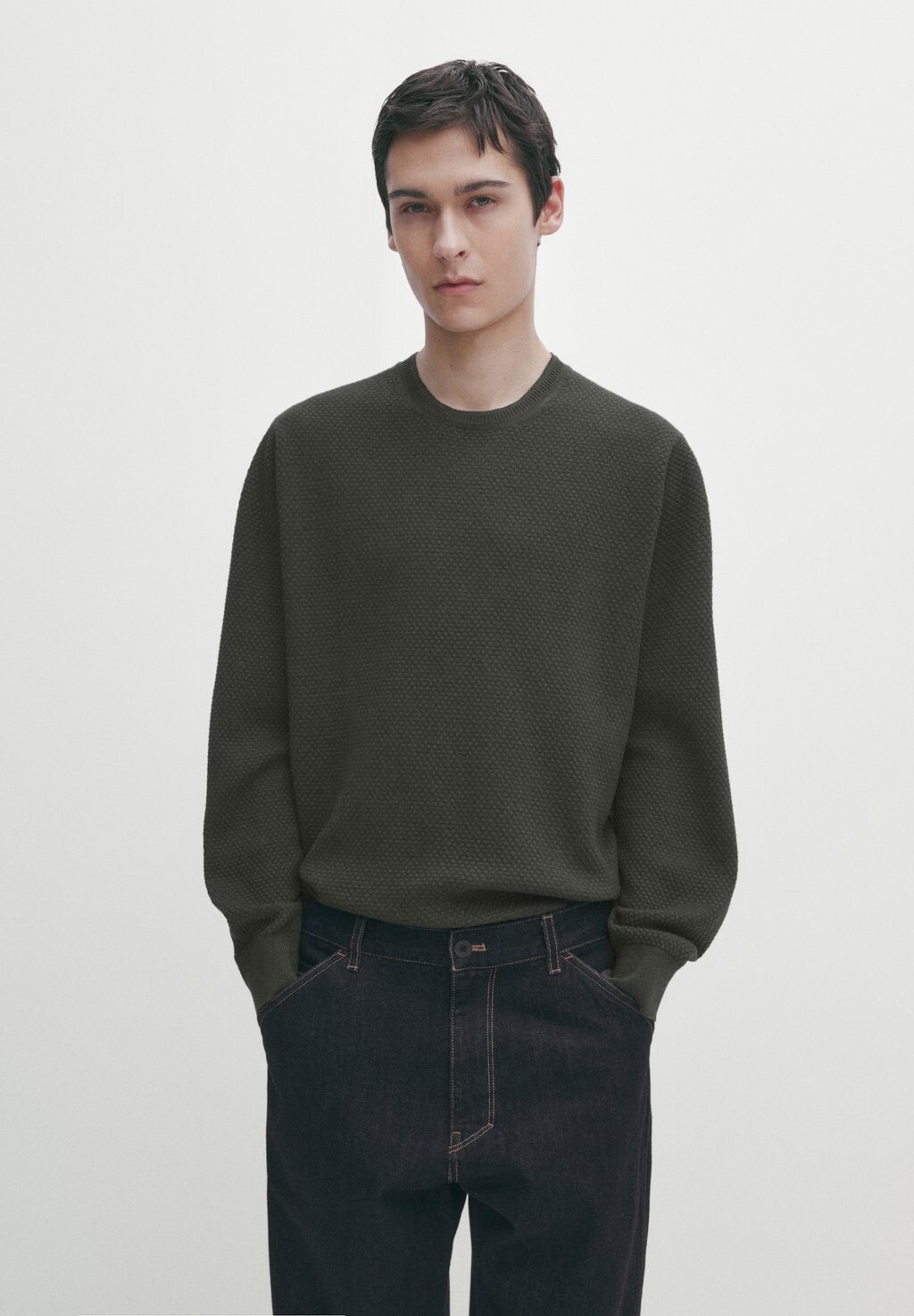 Свитер Crew Neck Massimo Dutti, цвет mottled black