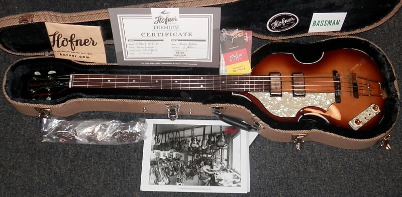 

Басс гитара Hofner H500/1-61L-O 1961 LTD Cavern Reissue Violin Bass Left Handed Sunburst Made in Germany with case new German