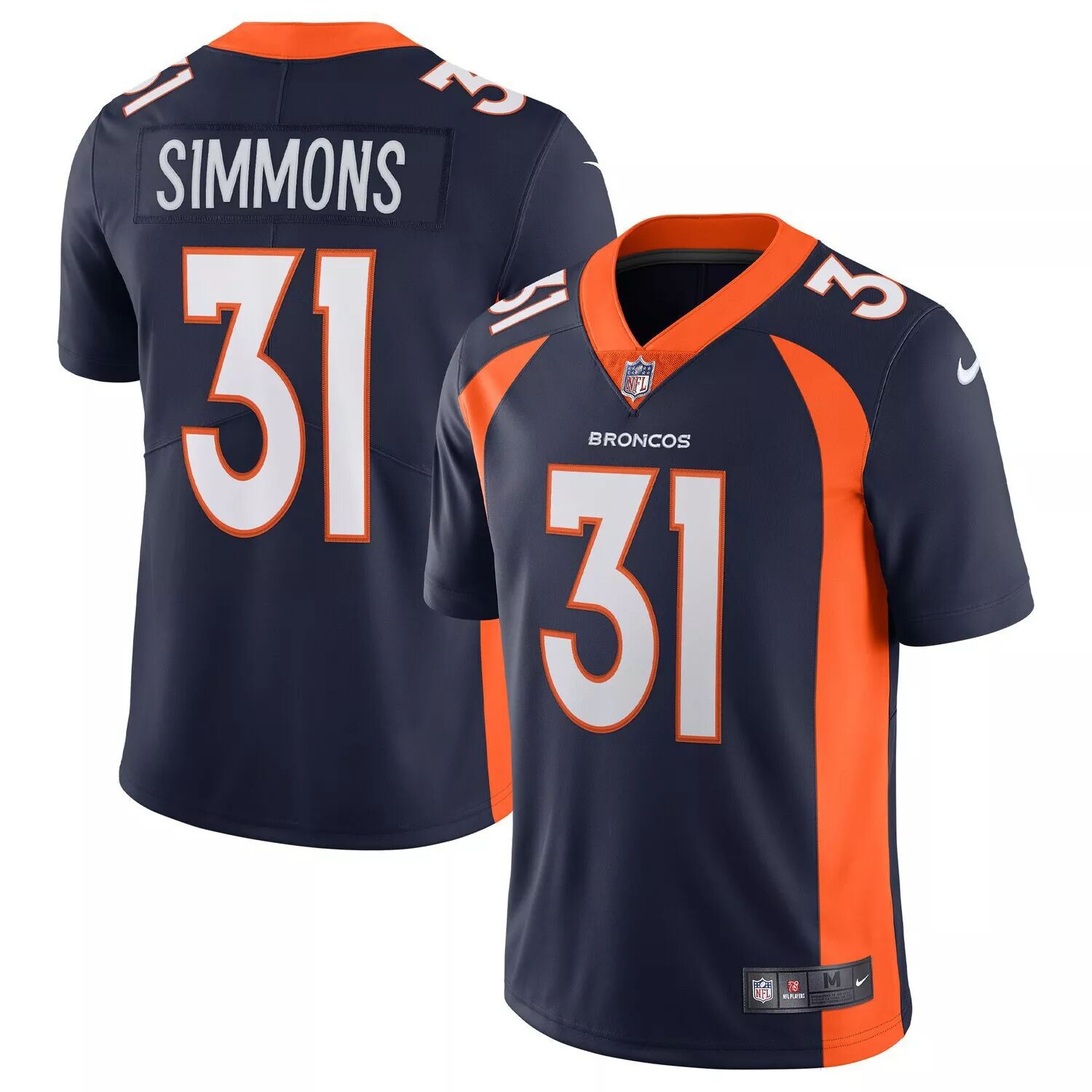 

Мужская темно-синяя майка Justin Simmons Denver Broncos Alternate Vapor Limited Nike, Синий
