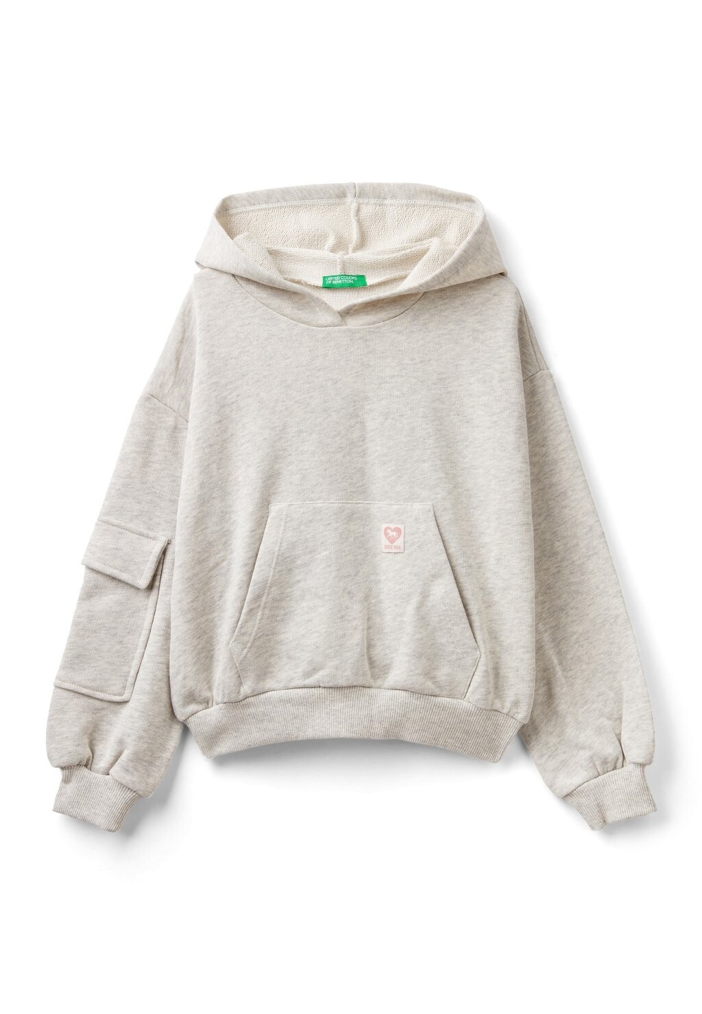 

Толстовка Pouch Pocket In Front, Patch Pocket With Flap On Right Sleeve. Regular Fit United Colors of Benetton, цвет cream