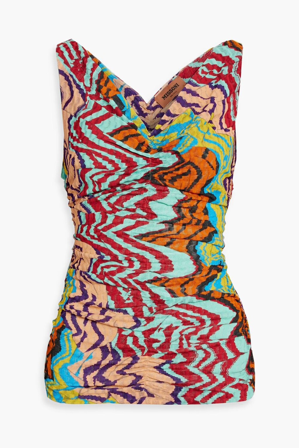 

Майка из смесового хлопка со сборками, связанная крючком. Missoni, оранжевый