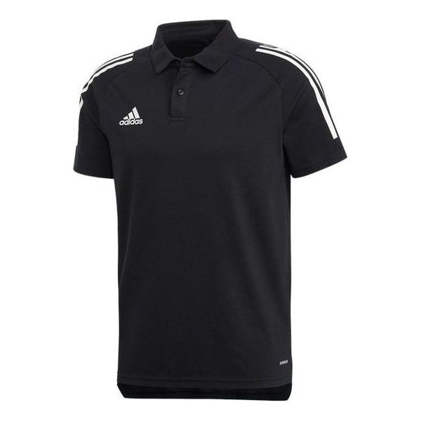 Футболка Adidas Logo Embroidered Stripe Sports Short Sleeve Black Polo Shirt, Черный