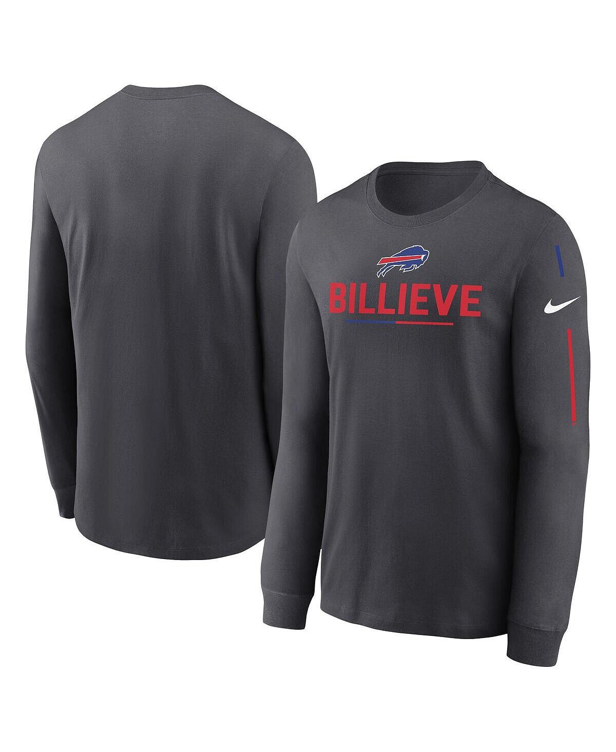 

Мужская антрацитовая футболка с длинным рукавом buffalo bills team slogan Nike
