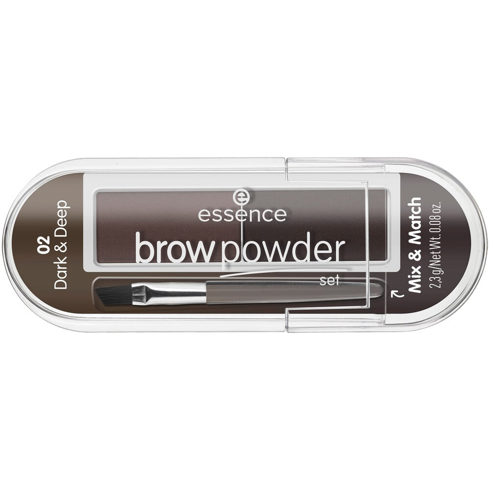 

Essence Brow Powder Set набор для укладки бровей с кистью 02 Dark & ​​Deep 2.3g