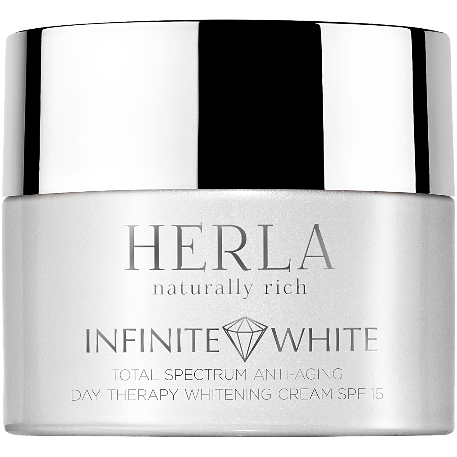 Herla Infinite White антивозрастной отбеливающий крем против пигментных пятен с фильтром SPF15 на день для лица, 50 мл