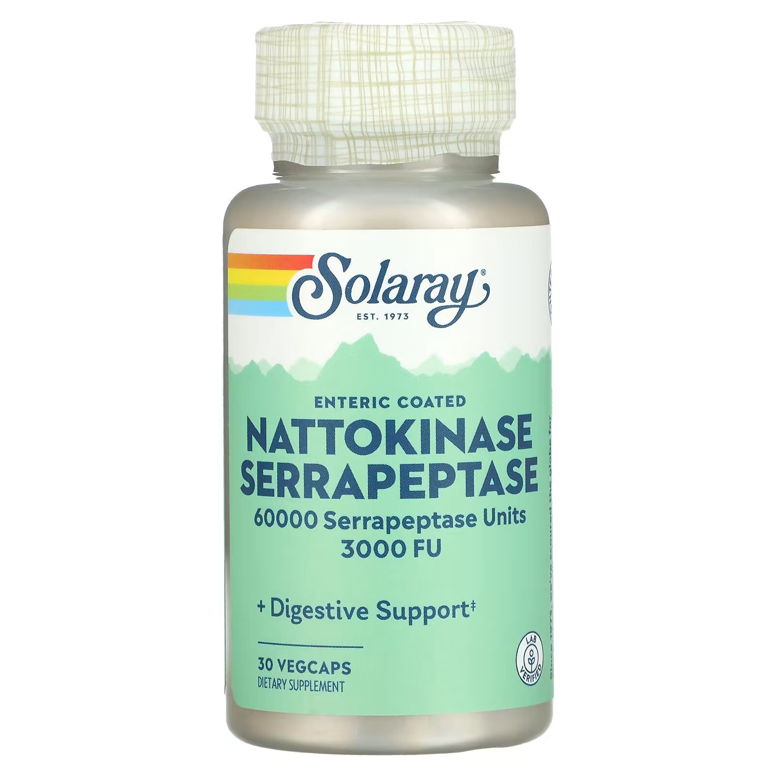 Solaray, наттокиназа и серрапептаза, 30 вегетарианских капсул solaray наттокиназа и серрапептаза 30