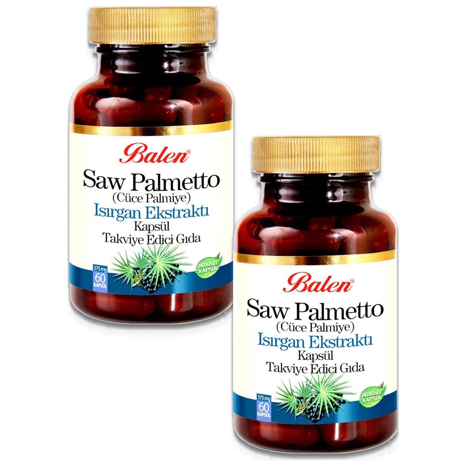 Пищевая добавка Balen Saw Palmetto Cinko 375 мг, 2 упаковки по 60 капсул цинк nutramedix 50 мг 60 вегетарианских капсул