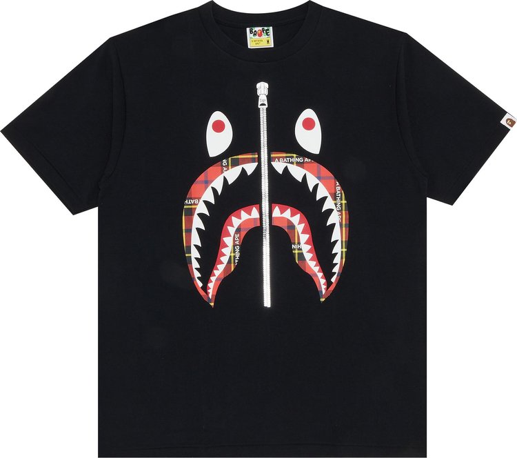 

Футболка BAPE Logo Check Shark Tee 'Black/Red', черный