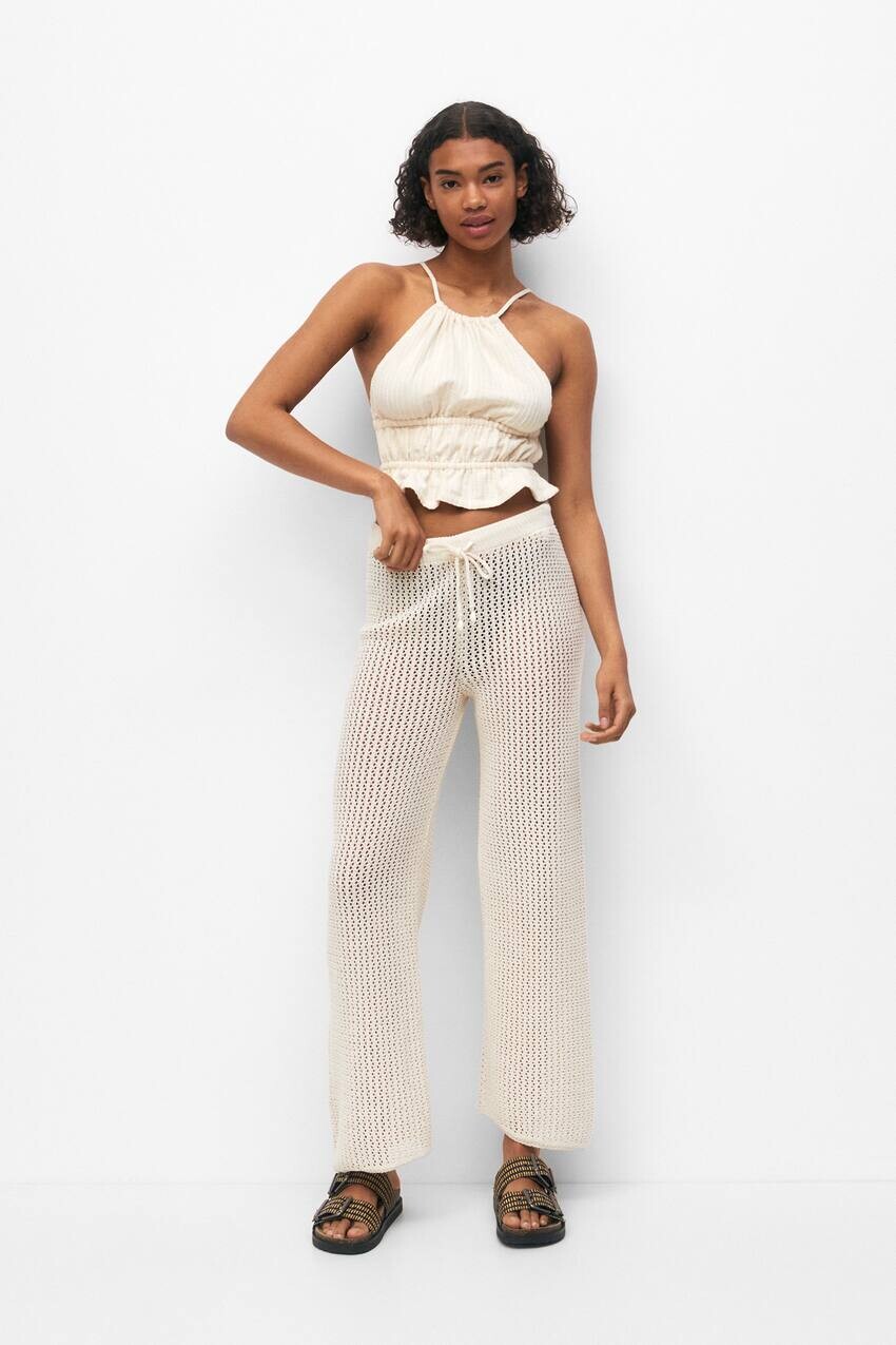 

Брюки крючком Pull&Bear, экрю, Серый
