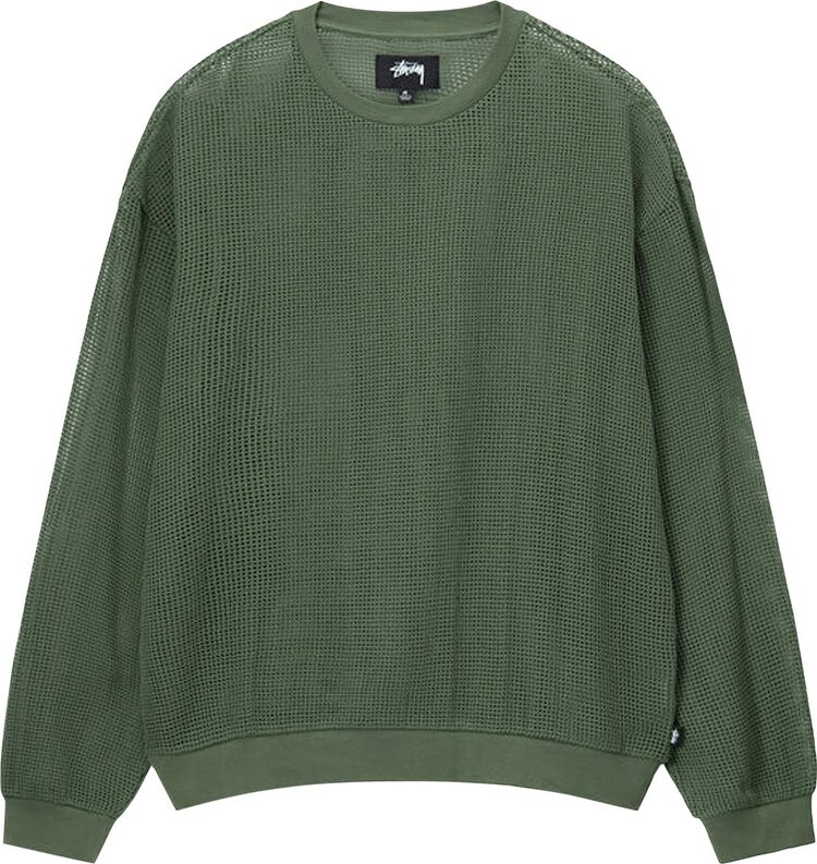 

Лонгслив Stussy Cotton Mesh Long-Sleeve Crew 'Olive', зеленый