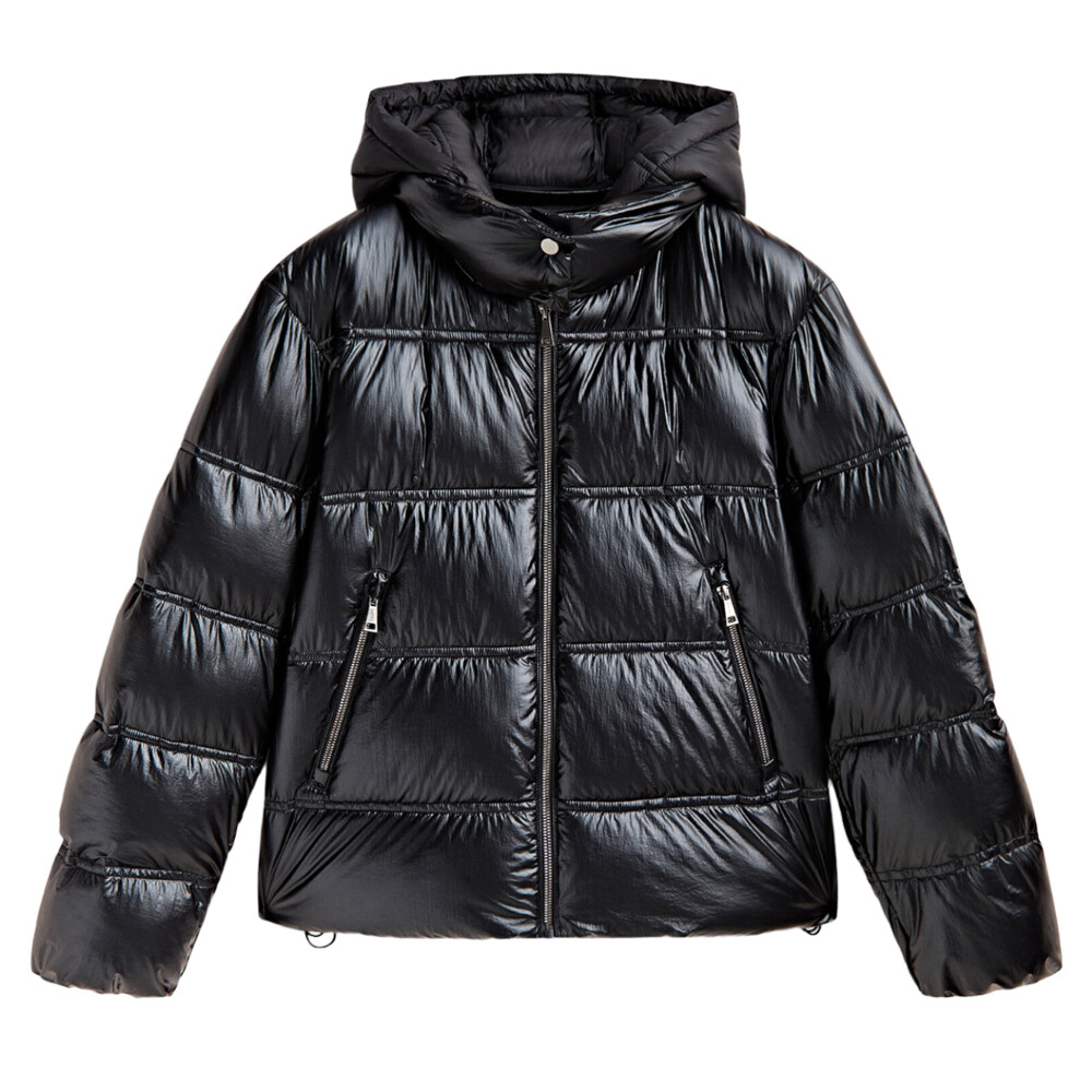 

Куртка Massimo Dutti Puffer With Contrast Hood, темно-синий