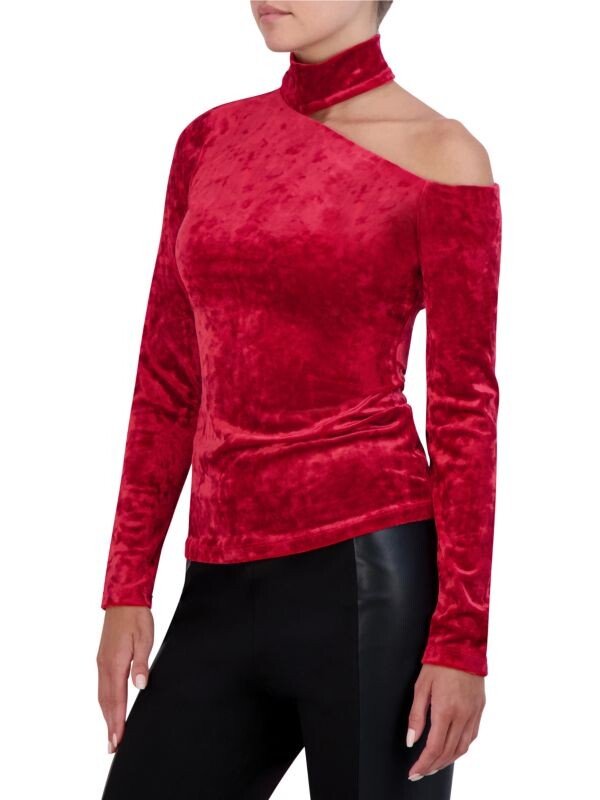 

Бархатный топ с открытыми плечами BCBGMAXAZRIA Rio red