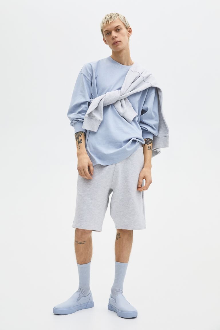 

Хлопковые джоггеры Relaxed Fit H&M, светло-серый меланж