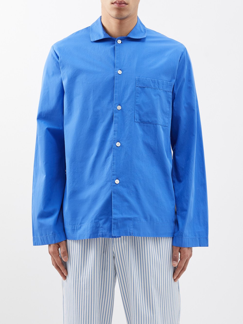 Пижамная рубашка из органического поплина из органического хлопка Tekla, синий цена и фото