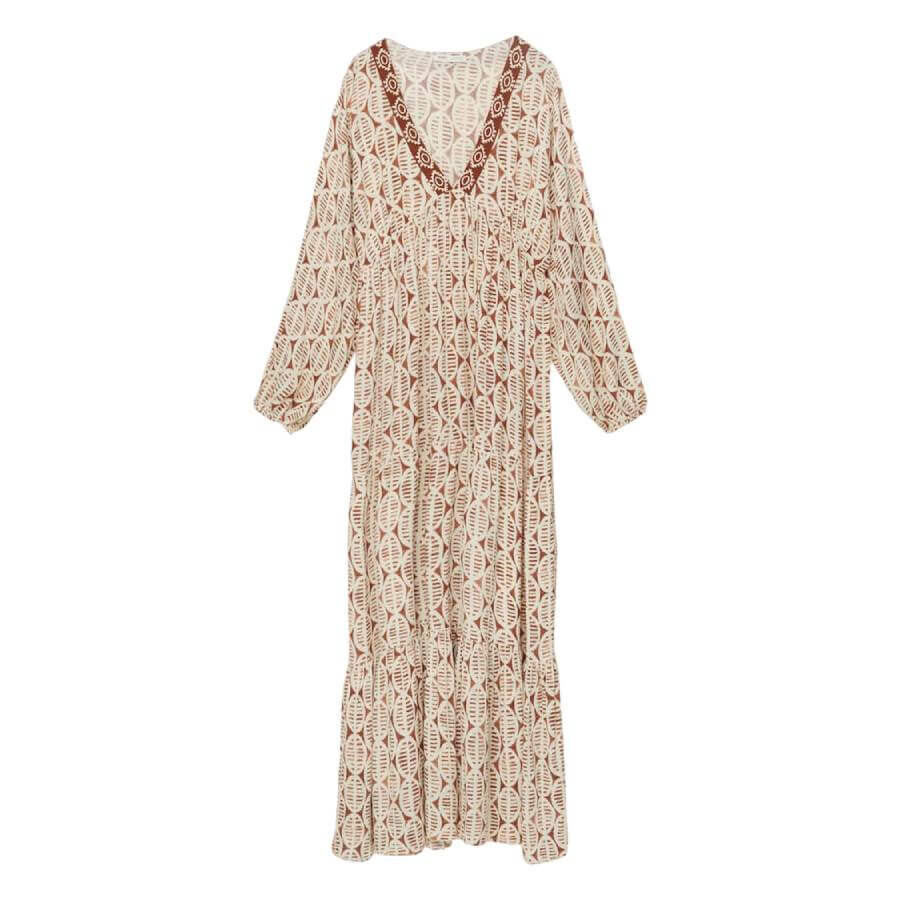 

Платье Pull&Bear Long Printed With Latticework, бежевый
