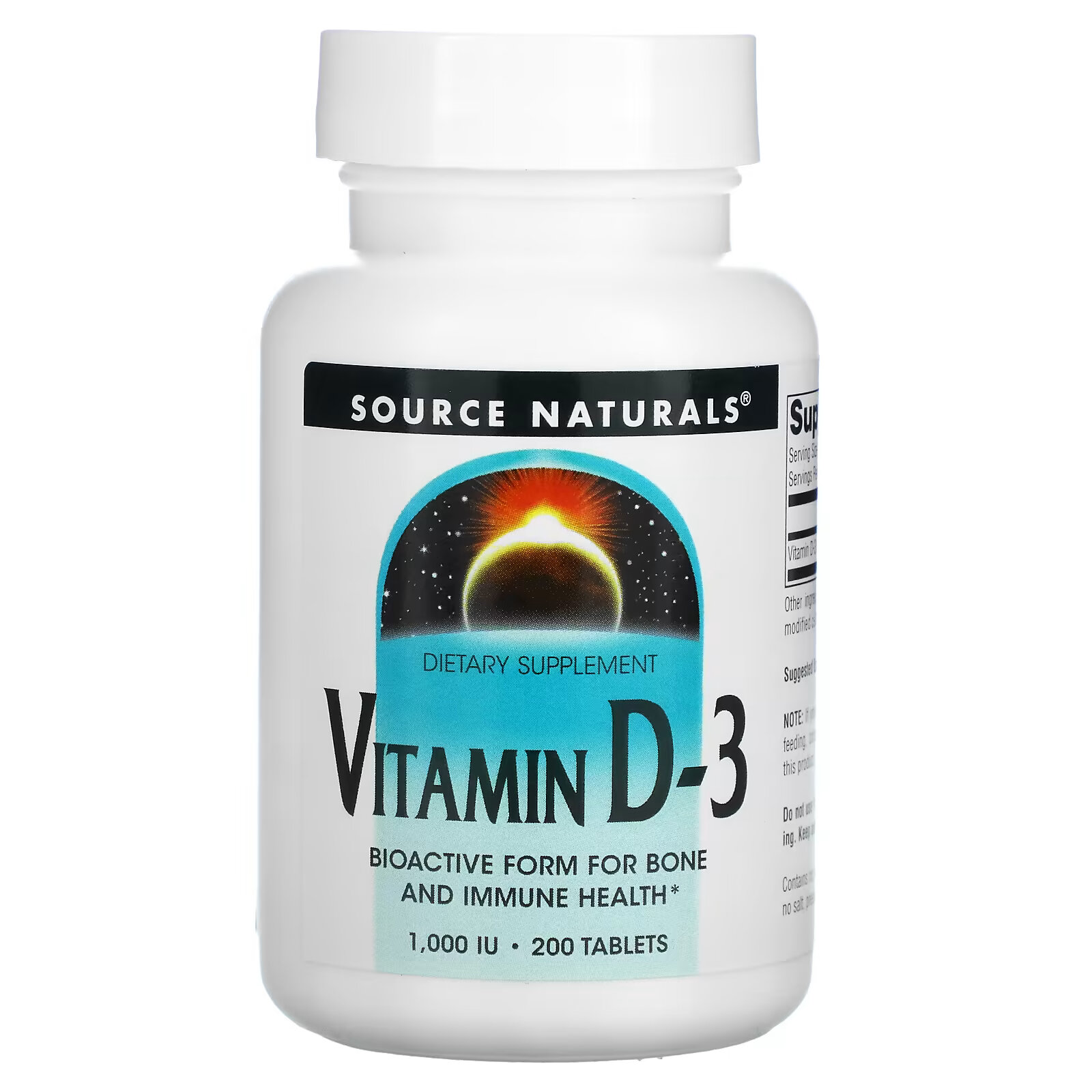 Source Naturals, витамин D3, 1000 МЕ, 200 таблеток source naturals витамин d3 2000 ме 200 мягких таблеток