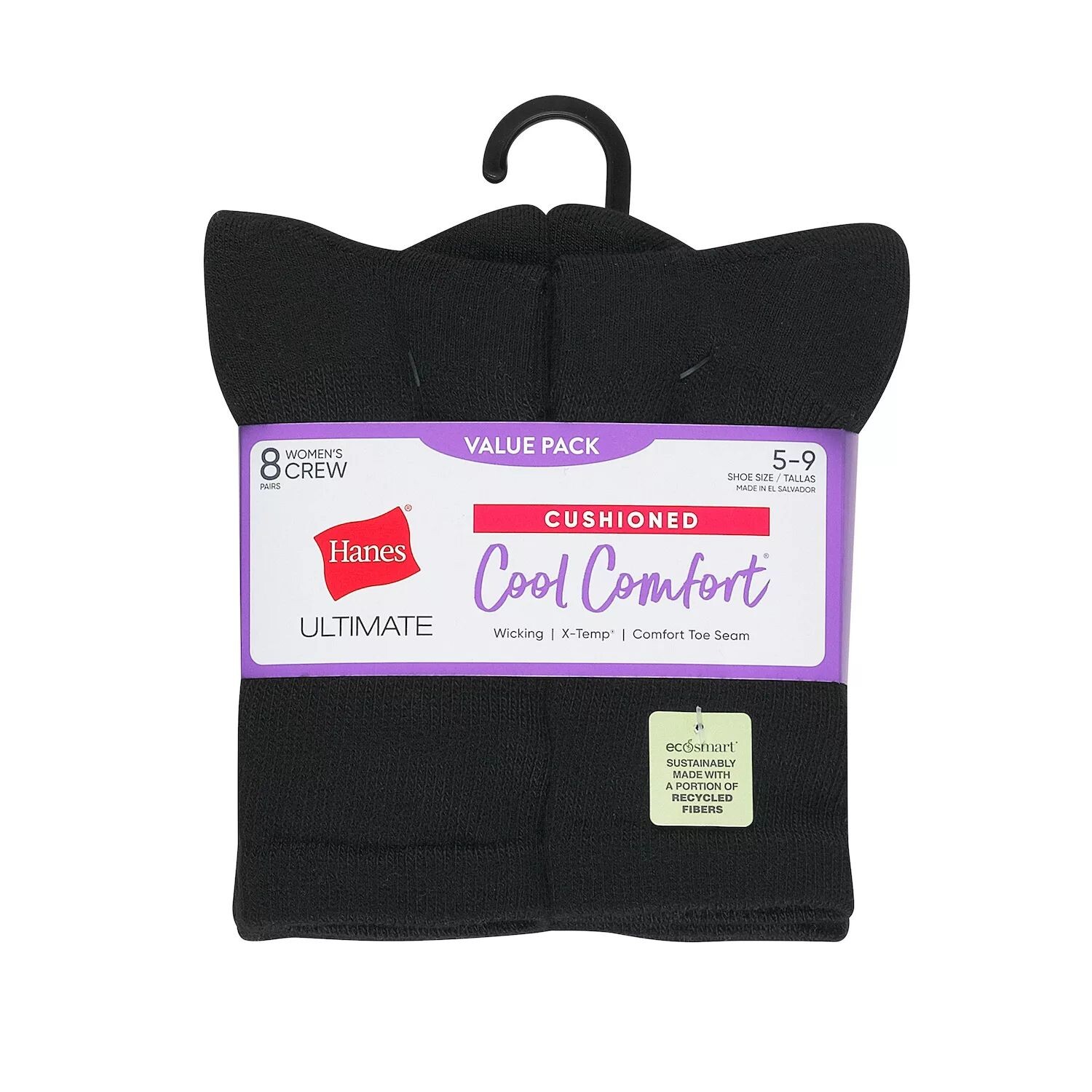 

Женские носки Hanes Ultimate Cool Comfort, 8 пар мягких носков HWUCC8 Hanes, белый