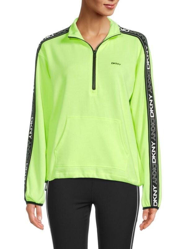 

Пуловер с застежкой-молнией и тесьмой с логотипом DKNY Sport Green