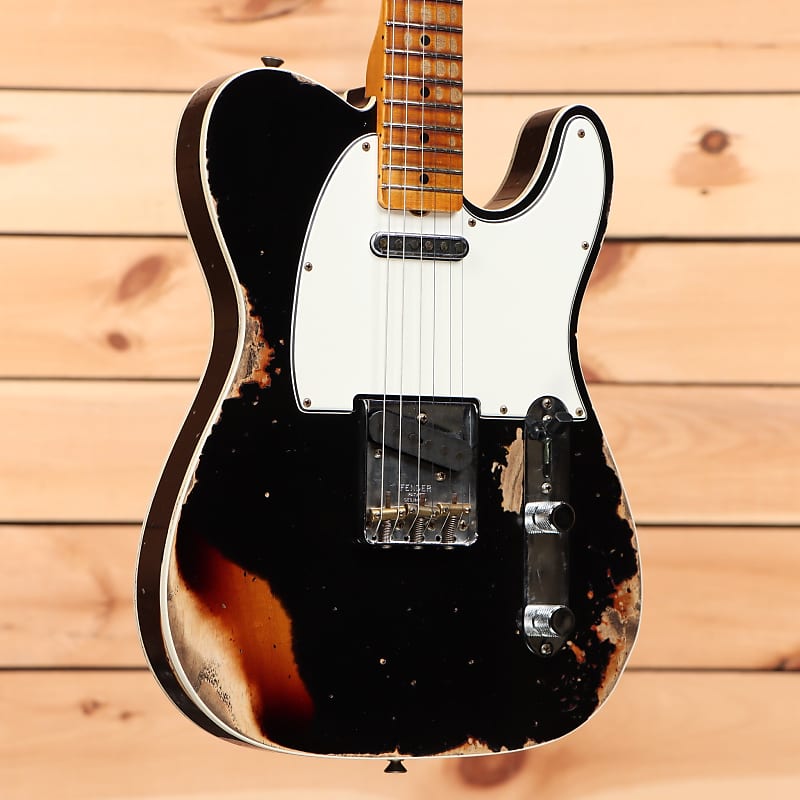Электрогитара Fender Custom Shop Limited 1965 Telecaster Custom - Aged Black over 3 Color Sunburst - CZ570543 - PLEK'd
