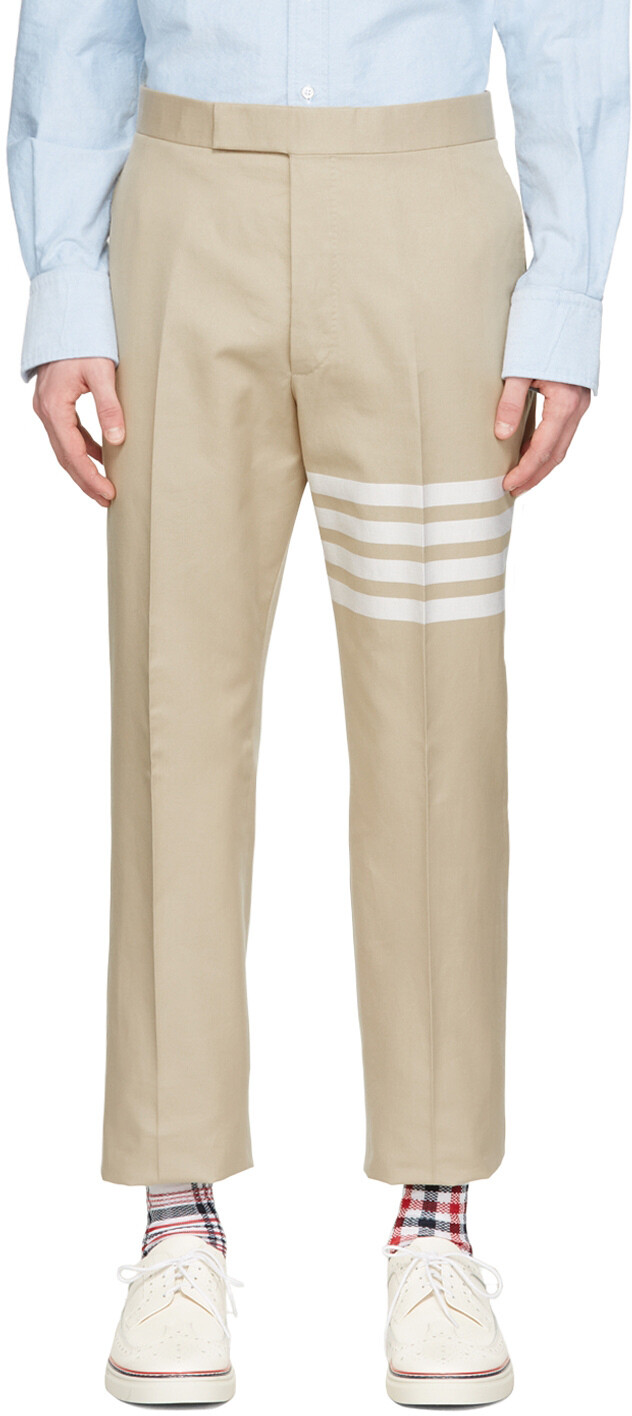 

Бежевые брюки с 4 полосками Thom Browne