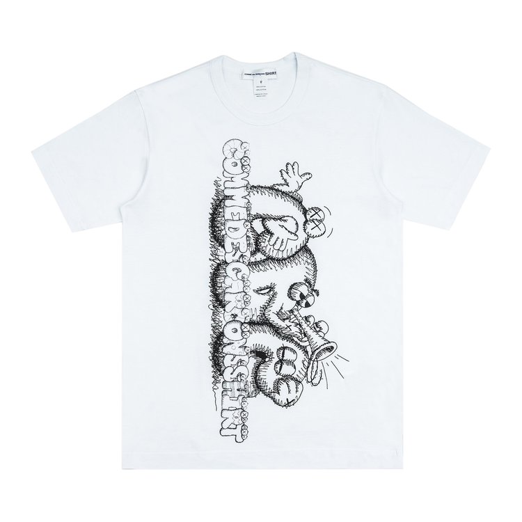Футболка Comme des Garçons SHIRT x KAWS Printed T-Shirt Print 3 'White', белый цена и фото