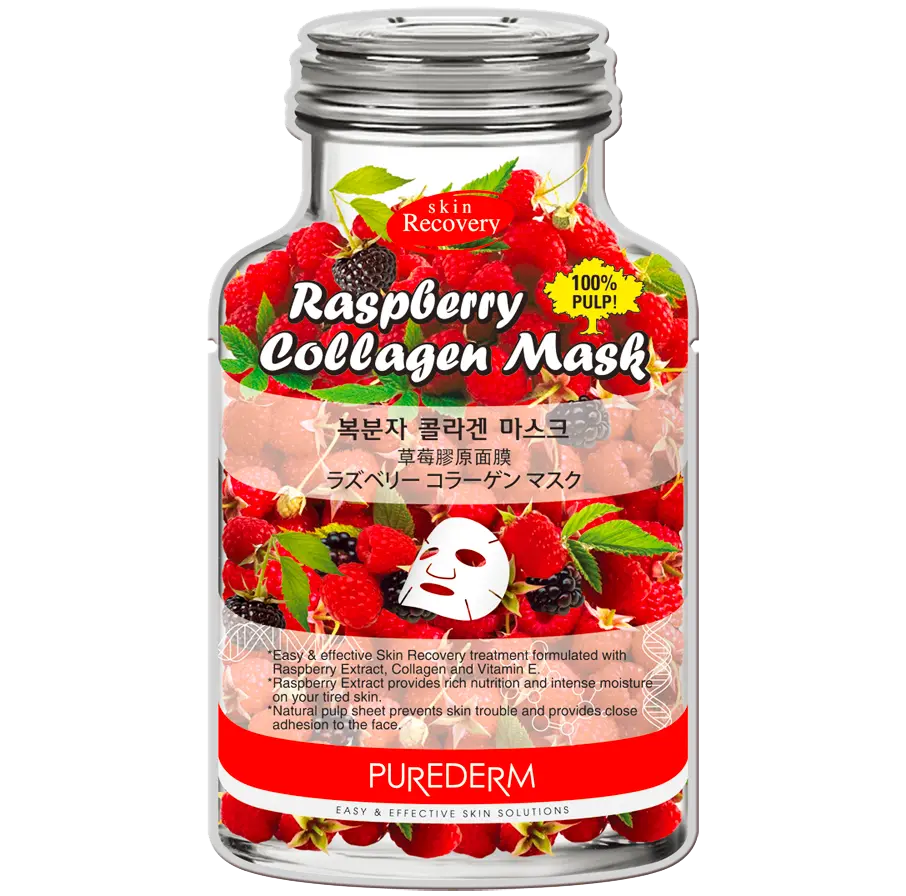 

Purederm Raspberry Collagen Mask маска для лица малиново-коллагеновая, 1 шт.