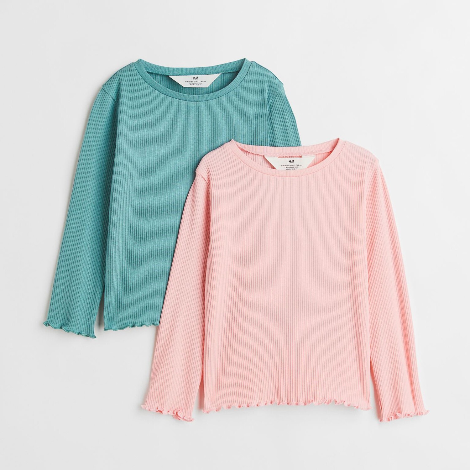 

2 топа в рубчик H&M, светло-розовый/зеленый