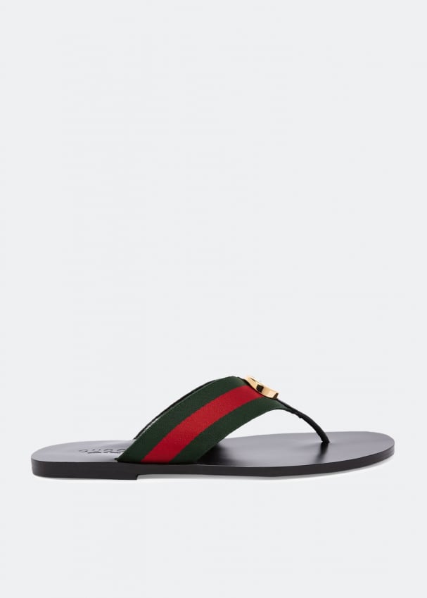 цена Сандалии GUCCI Web strap thong sandals, зеленый