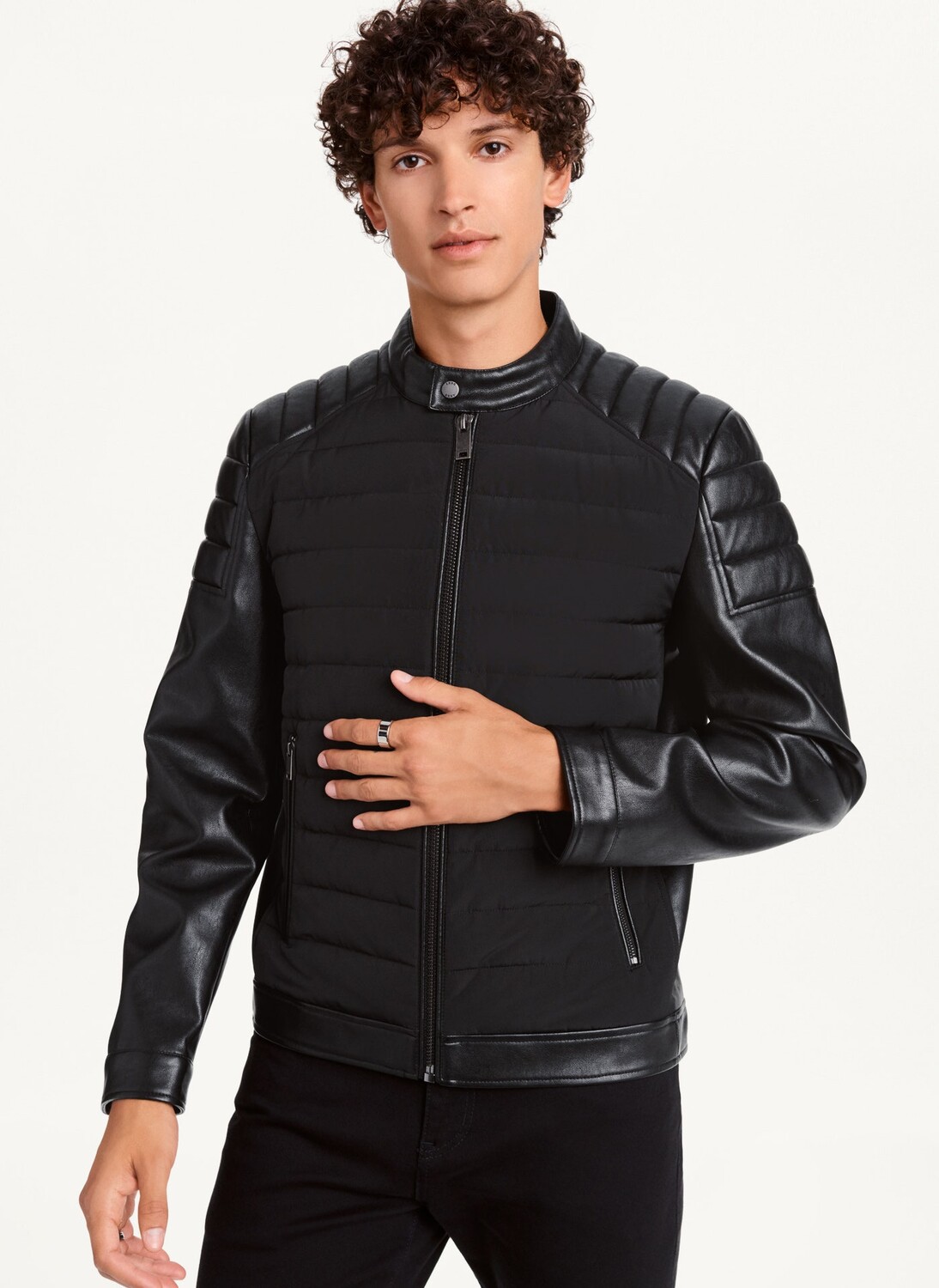 

Куртка мотокроссовая из искусственной кожи DKNY, Черный