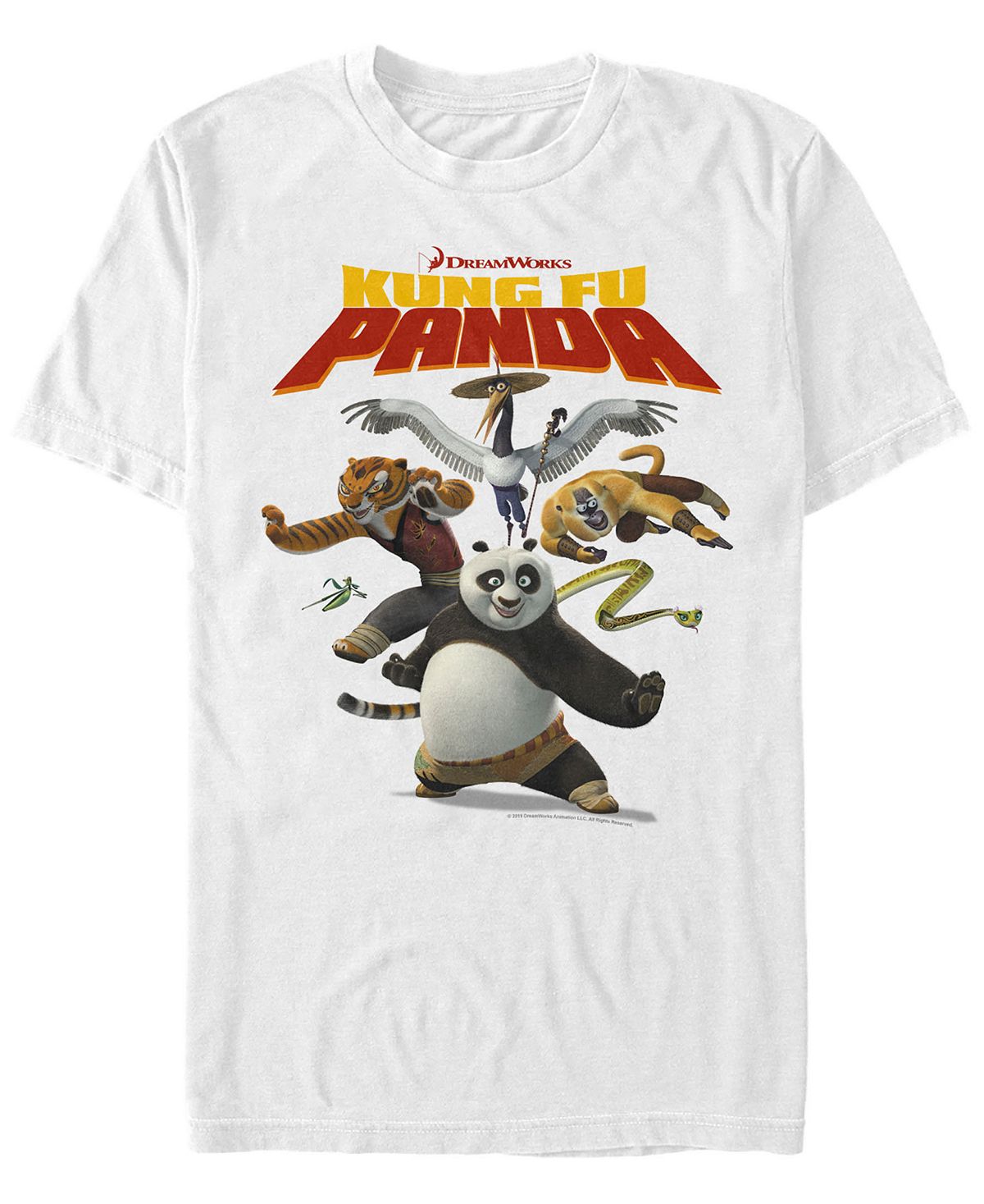 Мужская футболка с коротким рукавом по и яростная пятерка и кунг-фу панда Fifth Sun, белый волшебная раскраска кунг фу панда 2 11105