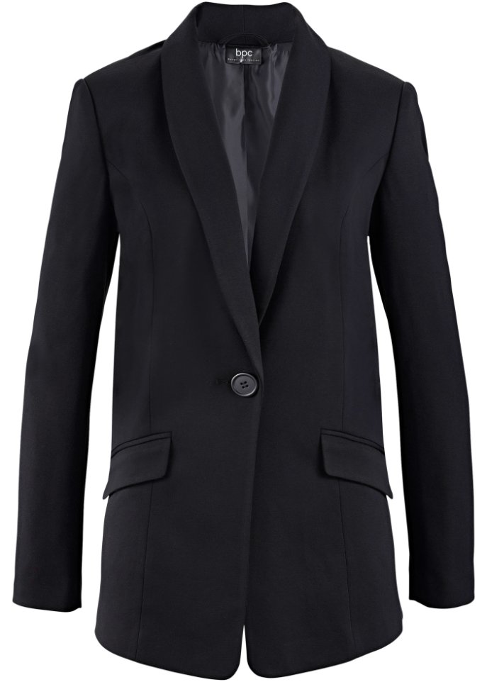 Широкий Пиджак punto di roma с длинными рукавами Bpc Bonprix Collection, черный женский повседневный кардиган с лацканами элегантный пиджак для осени 2022