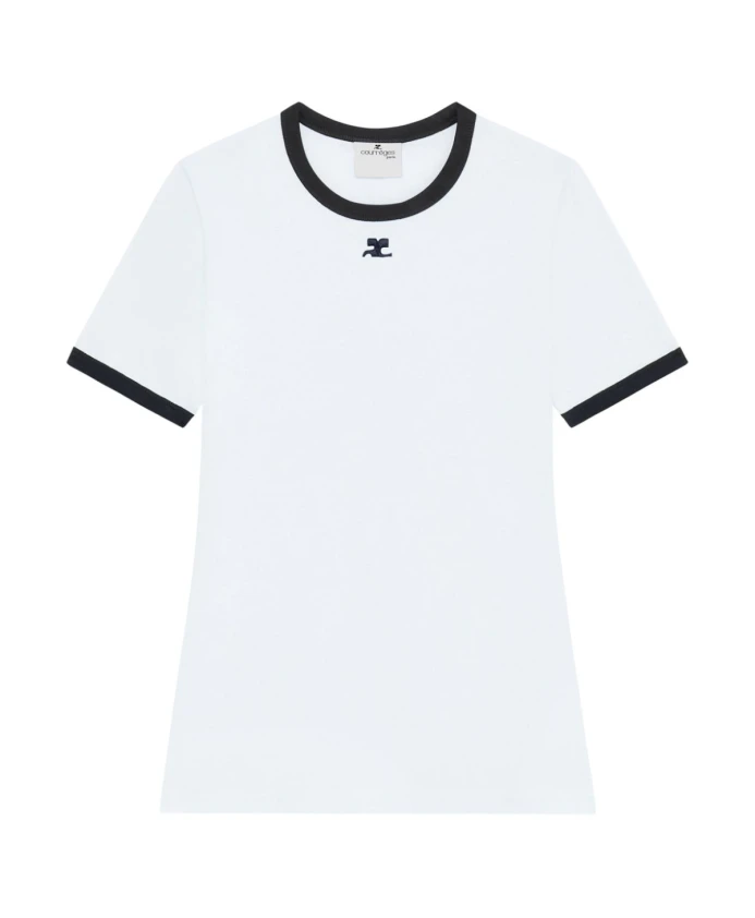

Футболка из джерси с вышивкой логотипа Courrèges, белый
