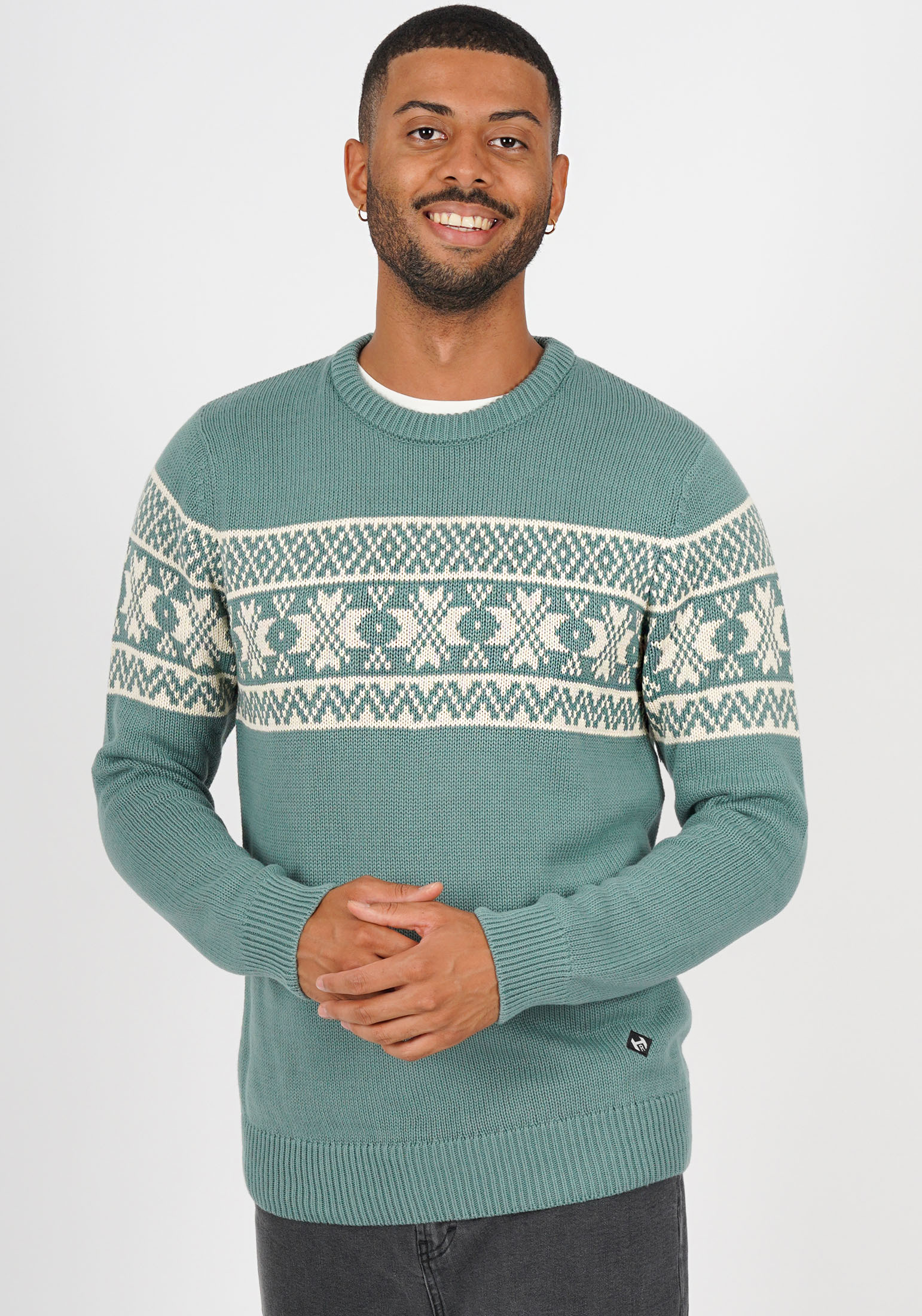 пуловер honesty rules strick jacquard цвет multi colors Пуловер HONESTY RULES Norweger, цвет sage
